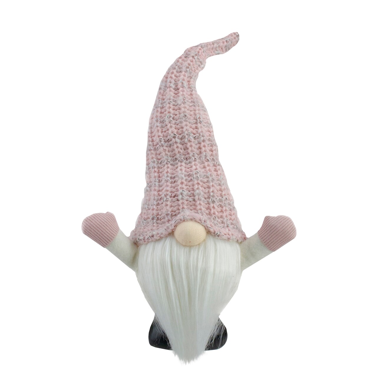Northlight LED Lighted Round Rattan Christmas Gnome Figure - 14" - Pink and Cream